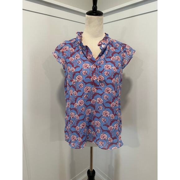 A.L.C. Silk Blend Flutter Sleeve Blouse - Picture 1 of 6